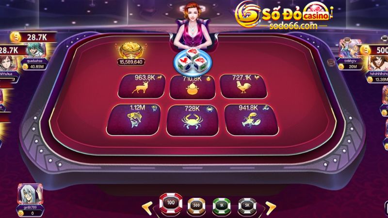 Giao diện game bầu cua sắc nét, màu sắc tươi sáng 