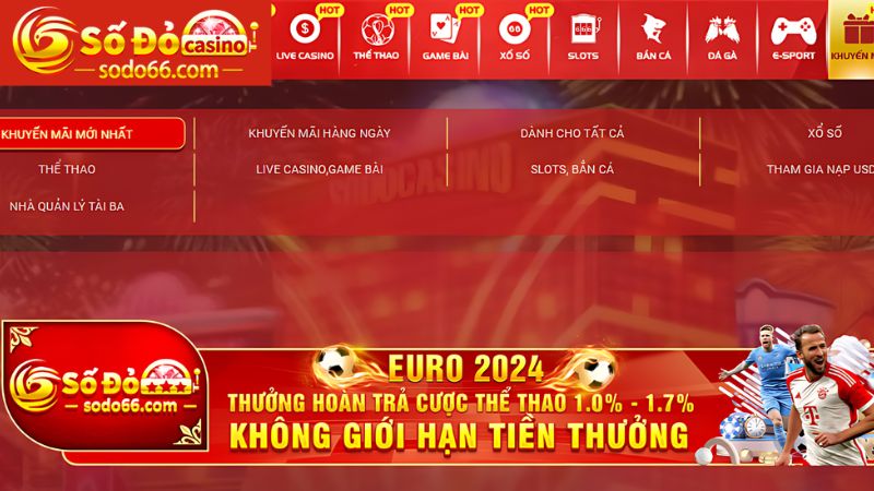 Sự kiện Euro 2024 hoàn trả cược thể thao 1.0% - 1.7% siêu hấp dẫn