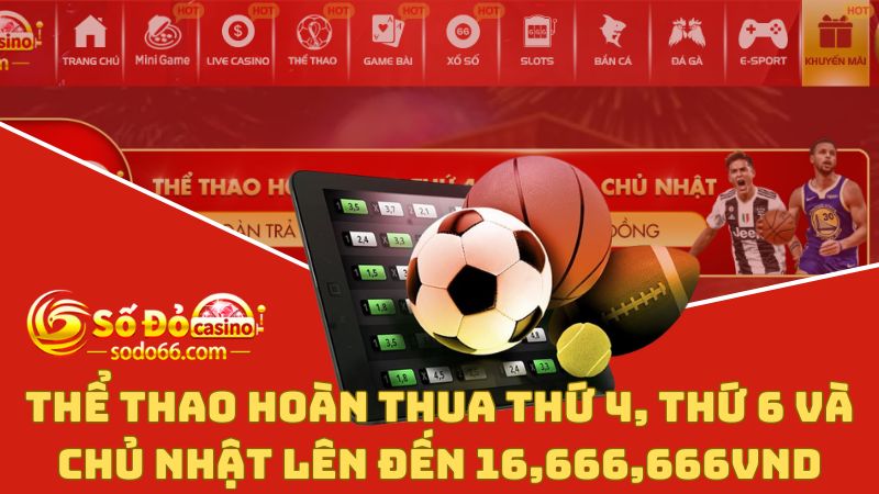 Chơi thể thao tại nhà cái Sodo66 để tham gia ưu đãi hoàn thua hàng tuần